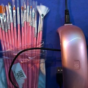 Brand new set of nail brushes and LED polish dryer